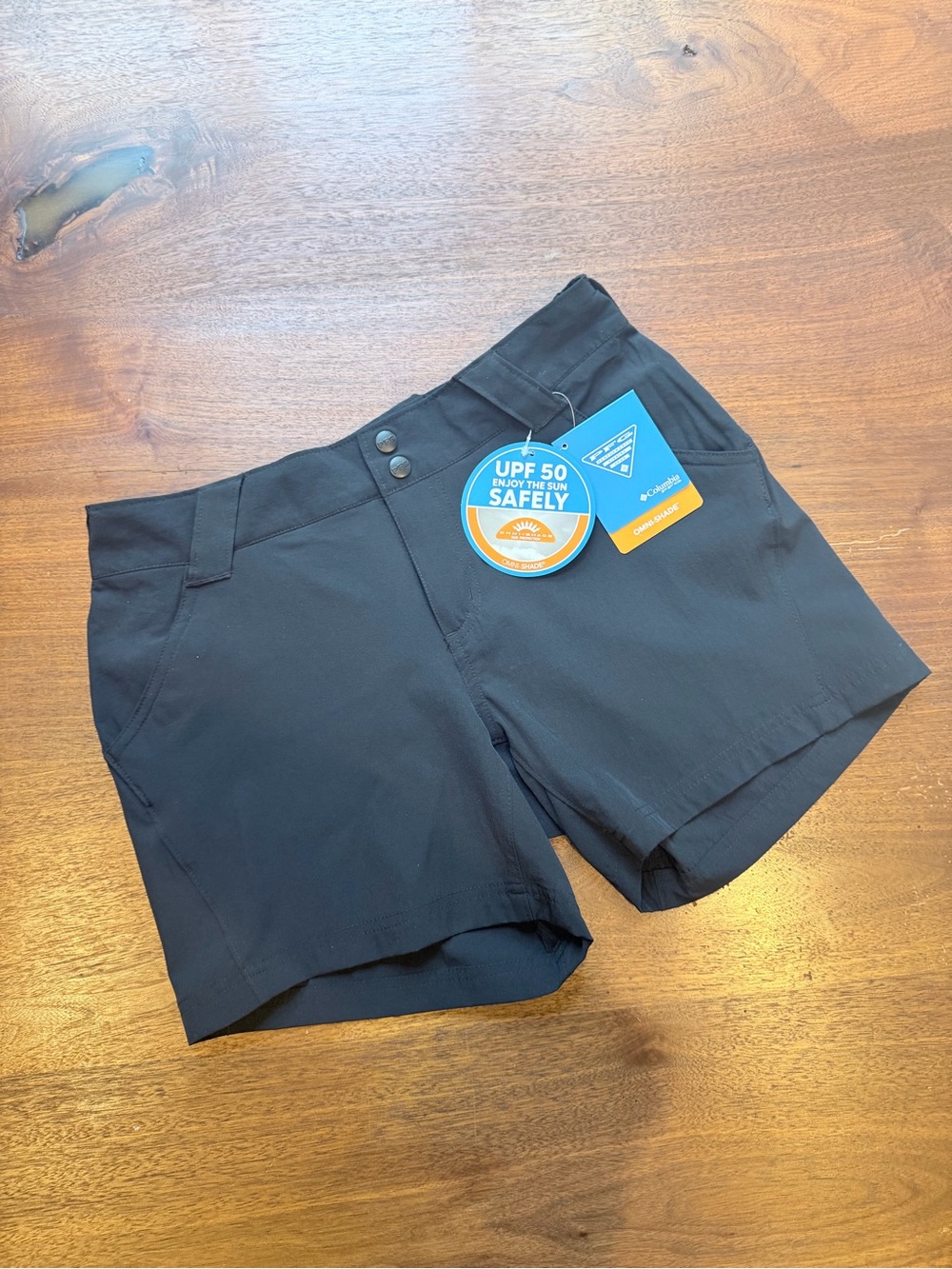 Columbia Black UPF 50 Women's Athletic Shorts Size 6 NWT